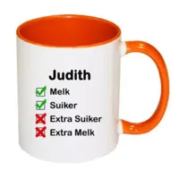 Mok met naam Checklist (oranje)