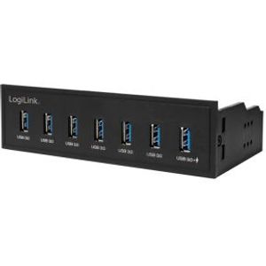 LogiLink USB HUB 3.0, 7-Port, 5,25\ intern + snellader poort