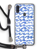 Blauwe golven: Samsung Galaxy A11 Transparant Hoesje met koord Blauwe golven: Samsung Galaxy A11 Transparant Hoesje met koord