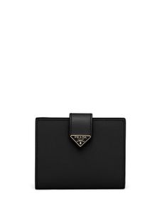 Prada petit portefeuille en cuir Saffiano à plaque logo - Noir