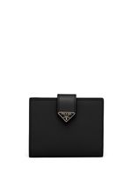 Prada petit portefeuille en cuir Saffiano à plaque logo - Noir