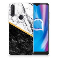 Alcatel 1S (2020) TPU Siliconen Hoesje Marmer Wit Zwart - Origineel Cadeau Man