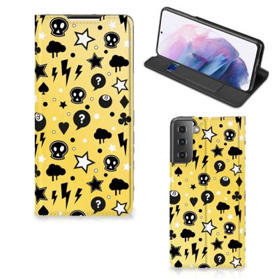 Mobiel BookCase Samsung Galaxy S21 Plus Punk Geel Mobiel BookCase Samsung Galaxy S21 Plus Punk Geel