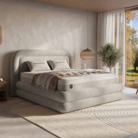 2-Persoons Boxspring met Opbergruimte - Halo - Taupe 160x200 cm - Pocketveringen - Inclusief Topper - Dekbed-Discounter.nl