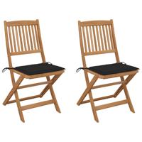 Tuinstoelen 2 st inklapbaar met kussens massief acaciahout Tuinstoelen 2 st inklapbaar met kussens massief acaciahout