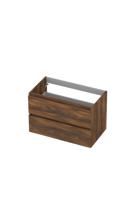 Onderkast INK 2 laden greeploos met houten keerlijst 80 cm x 40 cm x 52 cm Noten 1257017