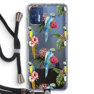 Kleurrijke papegaaien: Motorola Moto G9 Plus Transparant Hoesje met koord