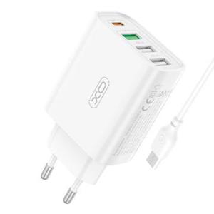 XO L120 4-poorts wandoplader - 3x USB-A, 1x USB-C, 18W - Wit