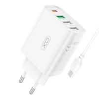 XO L120 4-poorts wandoplader - 3x USB-A, 1x USB-C, 18W - Wit - thumbnail