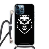 Angry Bear (black): iPhone 12 Pro Max Transparant Hoesje met koord