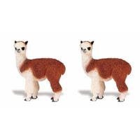 2x stuks plastic speelgoed figuur dier alpaca 9 cm - thumbnail