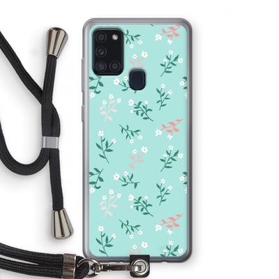 Small white flowers: Samsung Galaxy A21s Transparant Hoesje met koord