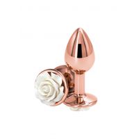 NS Novelties - Rear Assets Rose Aluminium Buttplug Small Wit - thumbnail