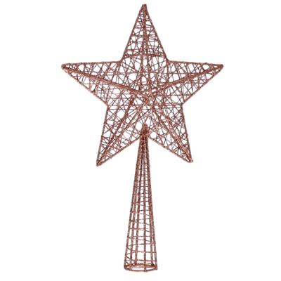 Ster piek - bronskleurig - 28 cm - draad kerstpiek - kerstboompiek - kunststof