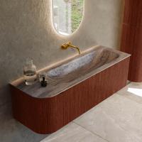 Badmeubel Mondiaz Kurve-Dlux | 135 cm | Meubelkleur Ruby | Wastafelkleur Oza | Solid surface | Wasbak rechter zijde spoelbak | Zonder kraangat(en)