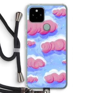 Roze wolken met vogels: Pixel 5 Transparant Hoesje met koord