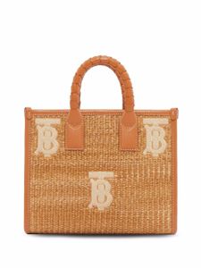 Burberry mini sac cabas Freya en raphia - Tons neutres