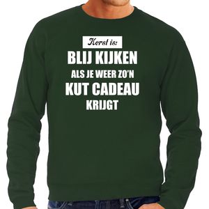 Groene foute kersttrui / sweater Kerst is blij kijken / kut cadeau outfit heren