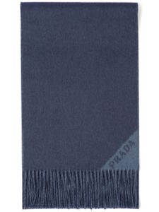 Prada écharpe à logo en jacquard - Bleu