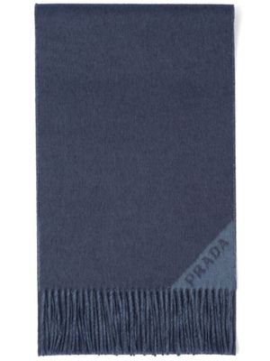 Prada écharpe à logo en jacquard - Bleu