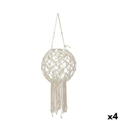 Lykta Gift Decor JC23-27414PC JC23-27414PC Wit Katoen Kristal Macramé 25 x 27 x 25 cm (4 Stuks)