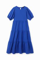 Effen getextureerde midi-jurk - BLUE - M