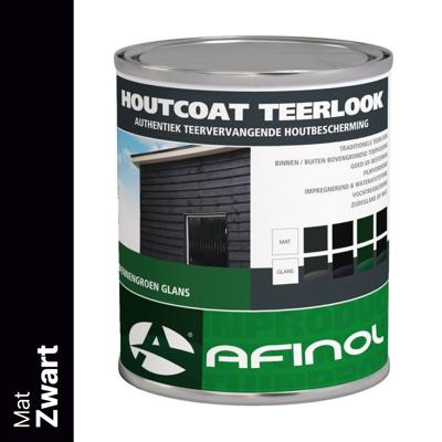 Afinol Houtcoat Teerlook Mat Zwart 750 ml
