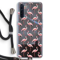 Flamingoprint groen: Oppo A91 Transparant Hoesje met koord