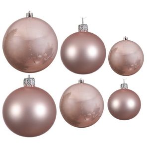 Glazen kerstballen pakket lichtroze glans/mat 26x stuks diverse maten - Kerstbal