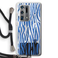 Blauwe nerven: Huawei P40 Pro Plus Transparant Hoesje met koord