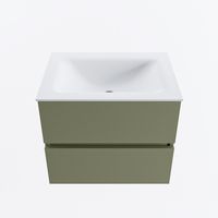 MONDIAZ VICA 60cm badmeubel onderkast Army 2 lades. Wastafel CLOUD midden 1 kraangat, kleur Talc.