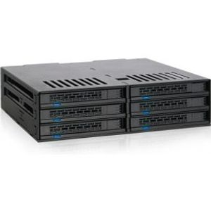 Icy Dock MB326SP-B 6x2,5 SATA hot swap Rack (1U) Zwart disk array