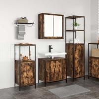 Badkamermeubelset 3 pcs Gerookte eik en Zwart 36 x 35 x 165 cm
