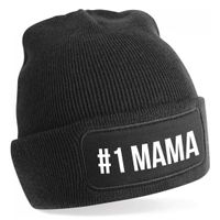 Muts nummer 1 mama zwart voor dames - Winter cadeau mama/ moeder - thumbnail