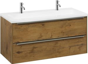 Saqu Salto Slimline voorgemonteerd badmeubel incl. wastafel 120x40cm wild eiken/chroom