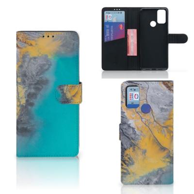 Alcatel 1S (2021) | Bookcase | Marble Blue Gold