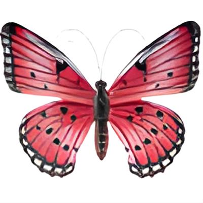 Pro Garden Wanddecoratie vlinder - roze - 34 x 28 cm - metaal - muurdecoratie / schutting / tuin