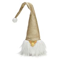 Pluche knuffel gnome/kabouter - 29 cm - champagne - kerstman pop