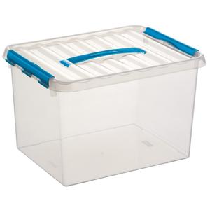 Sunware Q-Line opberg box/opbergdoos - 22 liter - 40 x 30 x 26 cm - kunststof - transparant