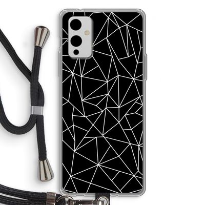 Geometrische lijnen wit: OnePlus 9 Transparant Hoesje met koord