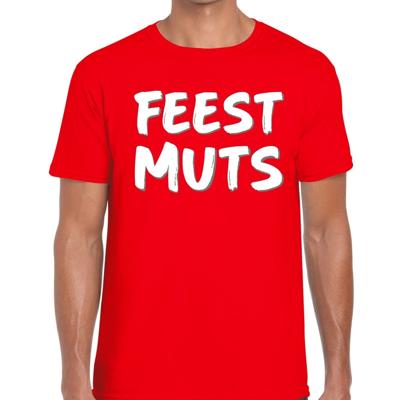 Feestmuts tekst t-shirt - rood - heren - Foute party kleding - korte mouwen