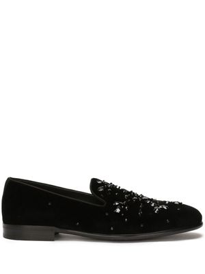 Dolce & Gabbana chaussons à ornements en cristal - Noir