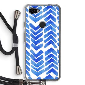 Blauwe pijlen: Pixel 3a Transparant Hoesje met koord