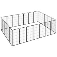 Hondenkennel 24 panelen 50 x 100 cm gepoedercoat staal zwart