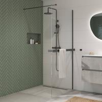 Saqu Modulo inloopdouche incl. antikalk 90x210cm met handdoekhouder mat zwart