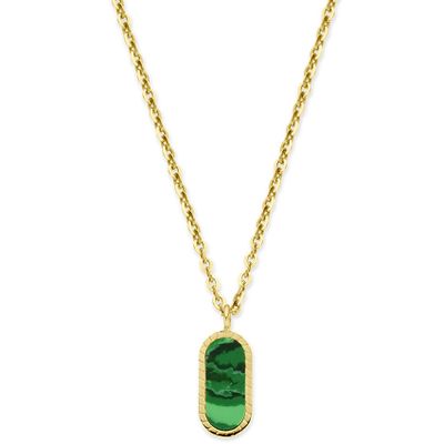 Ketting geelgoud-malachiet groen 6 x 15 mm 40-42 cm
