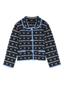 Emporio Armani Kids veste à logo en jacquard - Bleu