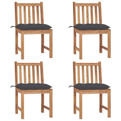 Tuinstoelen 4 st met kussens massief teakhout