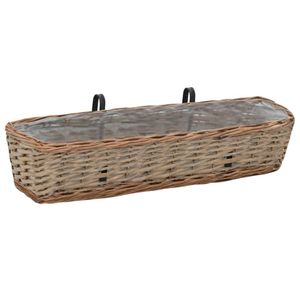 The Living Store Rattan Balkonbakken - 80 x 20 x 15 cm - Bruin Wicker en PE-voering