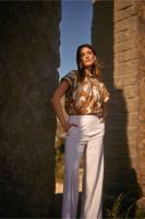 Lexie linen look trousers - ecru/latte - 13014